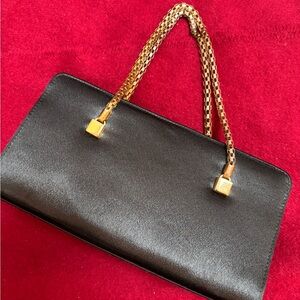 Elegant Black Clutch with Gold Chain
